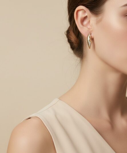 XUPING JEWELRY 14 Ayar Altın Kaplama, Şimşek Zirkon Taşlı Küpe