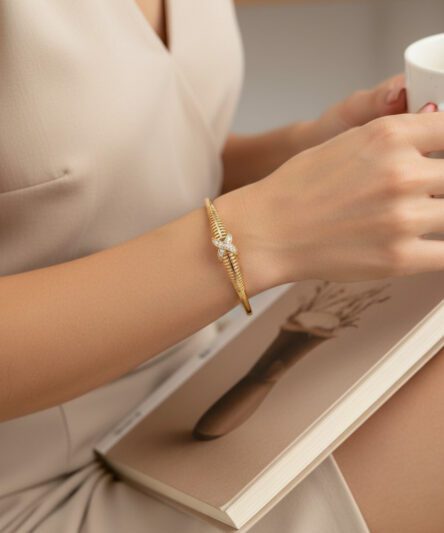 Stil İncisi/Xupıng Jewelry 14 Ayar Altın Kaplama, Taşlı Model Kelepçe