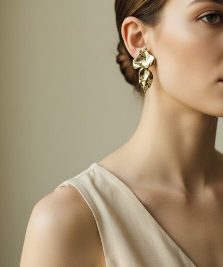 XUPING JEWELRY 14 Ayar Altın Kaplama, Yaprak Model Küpe