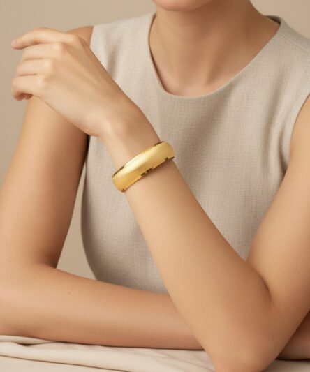 Stil İncisi/Xupıng Jewelry 22 Ayar Altın Kaplama Düz Simli 22 Ayar Bilezik
