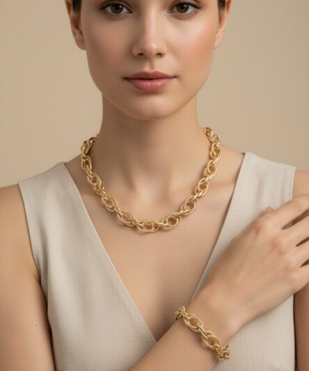 Stil İncisi/Xupıng Jewelry 14 Ayar Altın Kaplama Burgu Model Takım