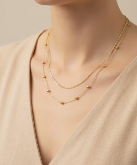 Stil İncisi/Xupıng Jewelry 14 Ayar Altın Kaplama İkili Dorika Kolye