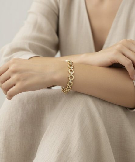 Stil İncisi/Xupıng Jewelry 14 Ayar Altın Kaplama Hexa Zirkon Taşlı Bileklik