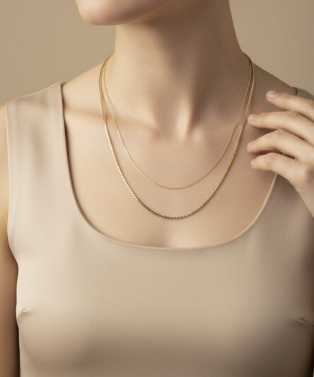 Stil İncisi/Xupıng Jewelry 14 Ayar Altın Kaplama, İki Sıralı Zincir Model Kolye