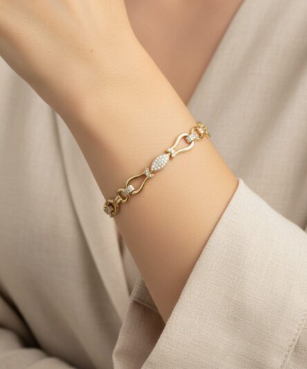 Stil İncisi/Xupıng Jewelry 14 Ayar Altın Kaplama, Royal Zirkon Taşlı Bileklik