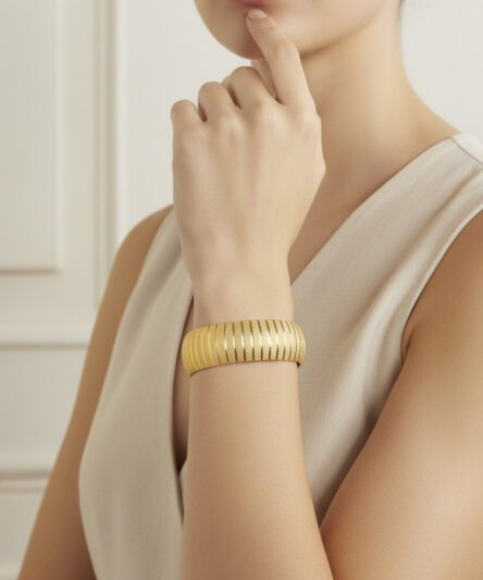 Stil İncisi/Xupıng Jewelry 22 Ayar Altın Kaplama, Sıralı Simli 22 Ayar Bilezik