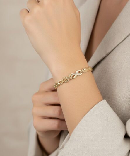 Stil İncisi/Xupıng Jewelry 14 Ayar Altın Kaplama, Sonsuz Zirkon Taşlı Bileklik