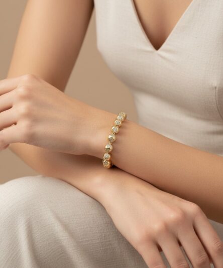 Stil İncisi/Xupıng Jewelry 14 Ayar Altın Kaplama, Top Model Zirkon Taşlı Bileklik