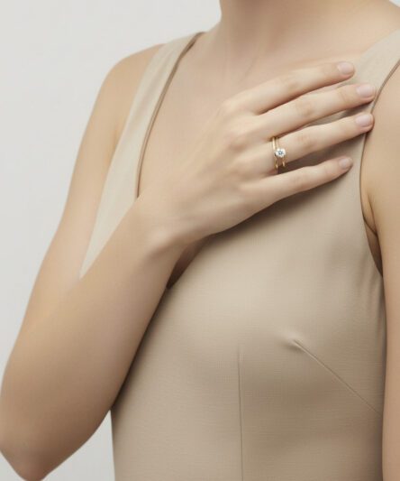 XUPING JEWELRY 14 Ayar Altın Kaplama, Çift Sıra Zirkon Taşlı Yüzük