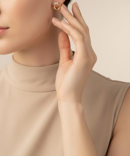 XUPING JEWELRY 14 Ayar Altın Kaplama, Dalga Zirkon Taşlı Küpe