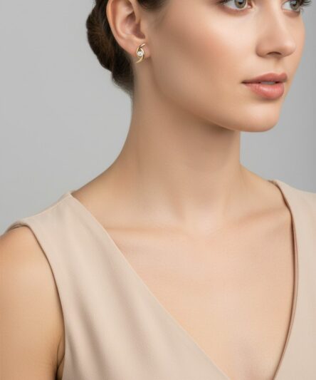 XUPING JEWELRY 14 Ayar Altın Kaplama, Göz figürlü Zirkon Taşlı Küpe