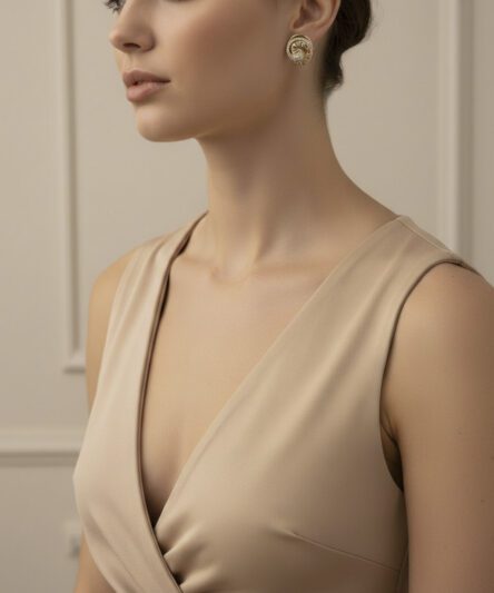 XUPING JEWELRY 14 Ayar Altın Kaplama, Labirent Desenli Zirkon Taşlı Küpe