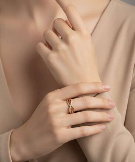 XUPING JEWELRY 14 Ayar Altın Kaplama, Sonsuz Zirkon Taşlı Yüzük