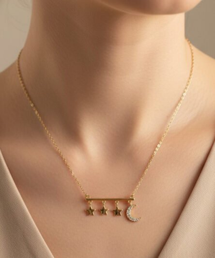 XUPING JEWELRY 14 Ayar Altın Kaplama, Ay yıldız Kolye
