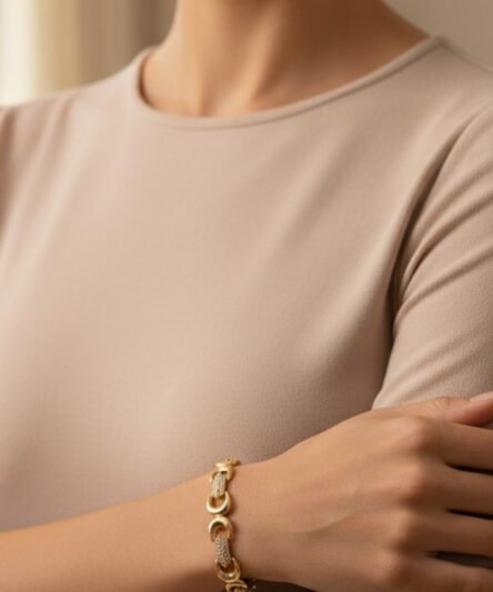 XUPING JEWELRY 14 Ayar Altın Kaplama,  Ay Yıldız Zirkon Taşlı Bileklik