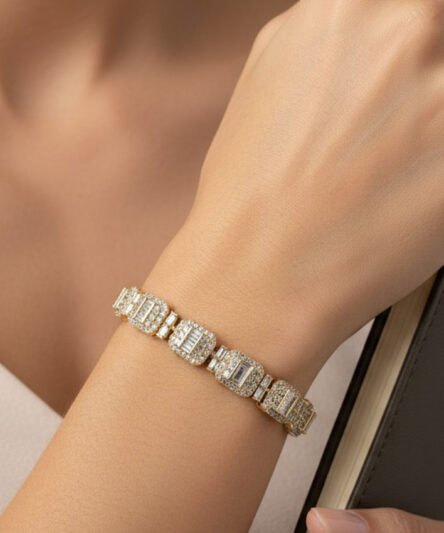 XUPING JEWELRY 14 Ayar Altın Kaplama,  Baget Zirkon Taşlı Bileklik