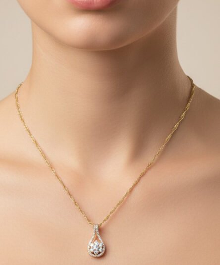 XUPING JEWELRY 14 Ayar Altın Kaplama, Çiçek Zirkon Model Kolye