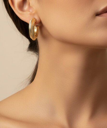 XUPING JEWELRY 14 Ayar Altın Kaplama, Çizgi Desen Halka Küpe