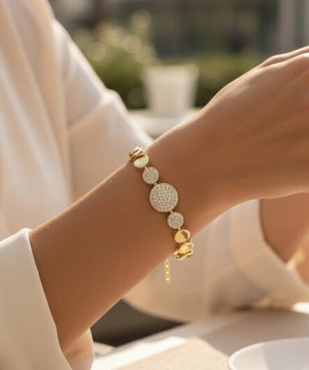 XUPING JEWELRY 14 Ayar Altın Kaplama, Damla Model Zirkon Taşlı Bileklik