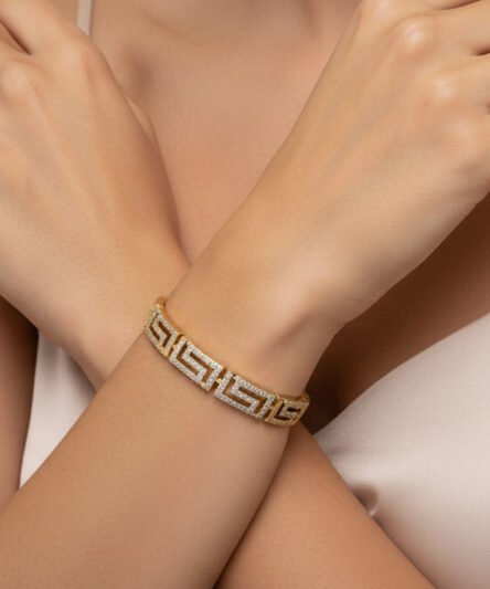 XUPING JEWELRY 14 Ayar Altın Kaplama, Labirent Zirkon Taşlı Bileklik