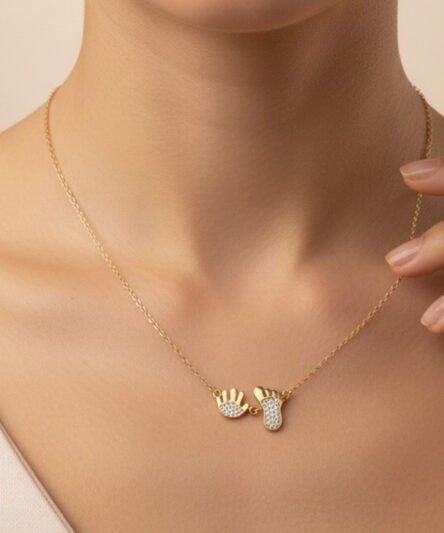 XUPING JEWELRY 14 Ayar Altın Kaplama, El/Ayak Zirkon Taşlı Kolye