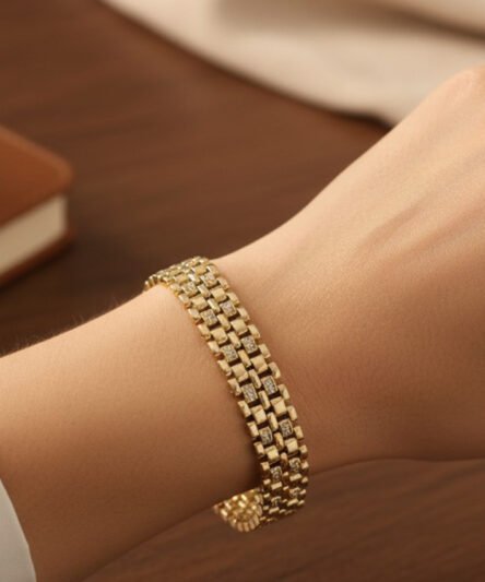 XUPING JEWELRY 14 Ayar Altın Kaplama, Hasır Zirkon Taşlı Bileklik