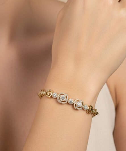 XUPING JEWELRY 14 Ayar Altın Kaplama, Hipnoz Zirkon Taşlı Bileklik