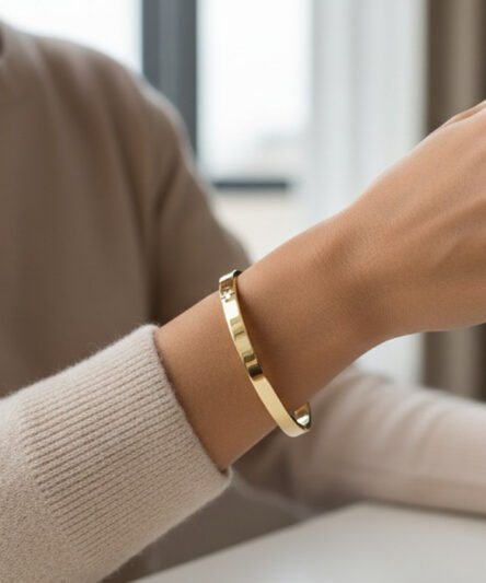 XUPING JEWELRY 14 Ayar Altın Kaplama, İnce Kelepçe Bilezik