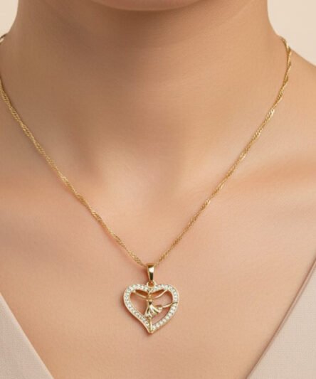 XUPING JEWELRY 14 Ayar Altın Kaplama, Kalpli Balerin Kolye