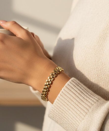 XUPING JEWELRY 14 Ayar Altın Kaplama, Kare Model Bileklik