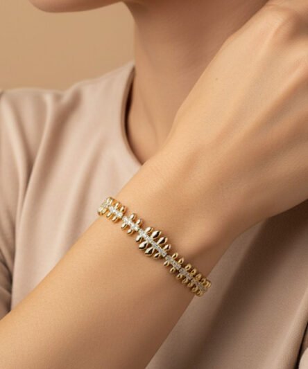 XUPING JEWELRY 14 Ayar Altın Kaplama, Kelebek Zirkon Taşlı Bileklik