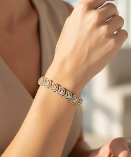 XUPING JEWELRY 14 Ayar Altın Kaplama, Lale Zirkon Taşlı Bileklik