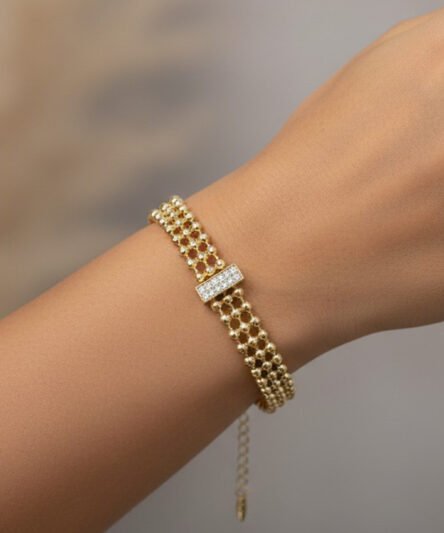 XUPING JEWELRY 14 Ayar Altın Kaplama, Nokta Taşlı Zirkon Taşlı Bileklik