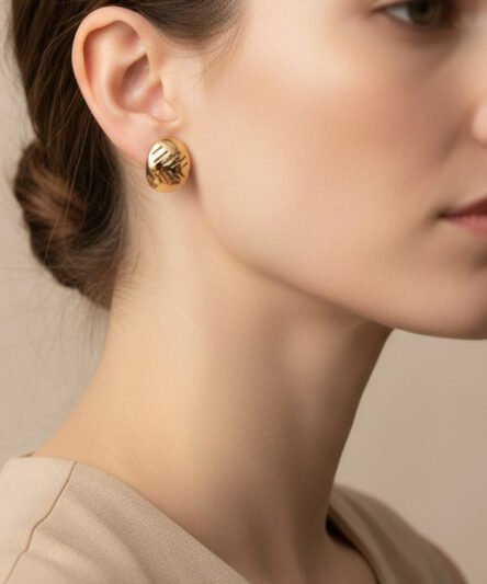 XUPING JEWELRY 14 Ayar Altın Kaplama, Oval Çizgili Model Küpe