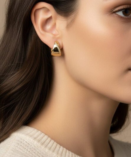 XUPING JEWELRY 14 Ayar Altın Kaplama, Oval Zirkon Taşlı Küpe