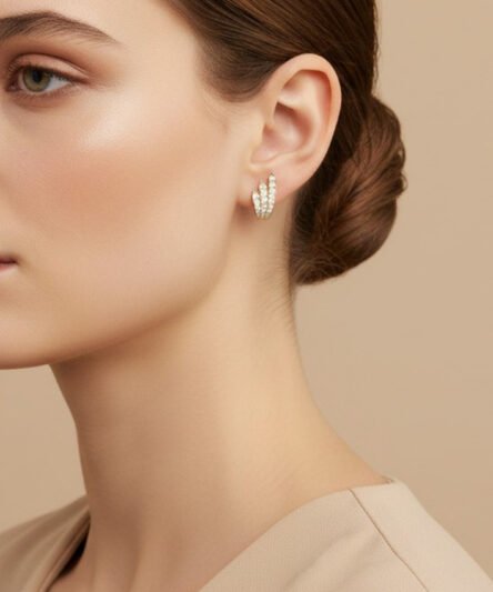 XUPING JEWELRY 14 Ayar Altın Kaplama, Yaprak Zirkon Taşlı Küpe