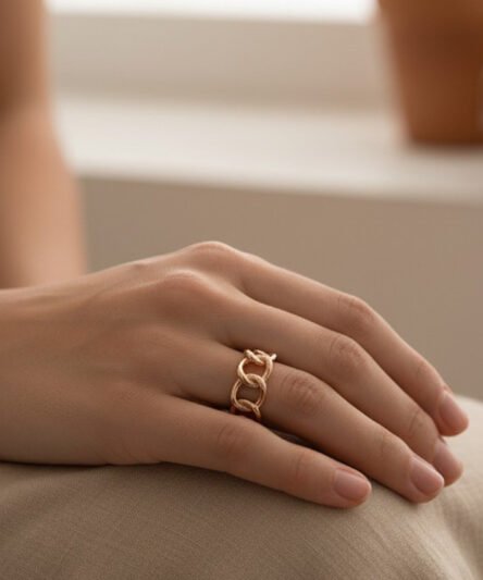 XUPING JEWELRY Altın Kaplama Rose Zincir Model Yüzük