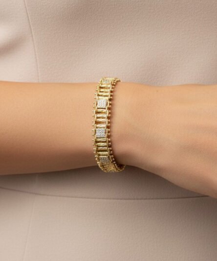 XUPING JEWELRY 14 Ayar Altın Kaplama, Nokta Model Ortası Zirkon Taşlı Bileklik