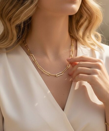 XUPING JEWELRY 14 Ayar Altın Kaplama, Ataç Model Kolye 50CM