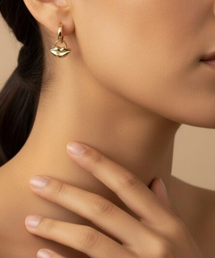 XUPING JEWELRY 14 Ayar Altın Kaplama, Dudak Model Küpe