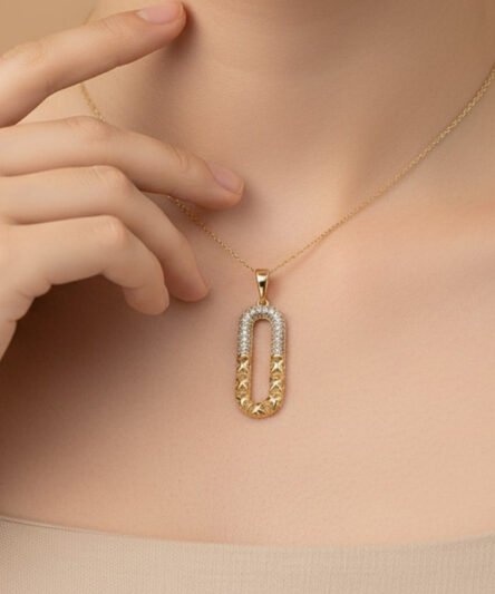 XUPING JEWELRY 14 Ayar Altın Kaplama, Uzun Zirkon Taşlı Charms