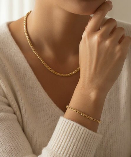 XUPING JEWELRY 14 Ayar Altın Kaplama, Burgu Model Set