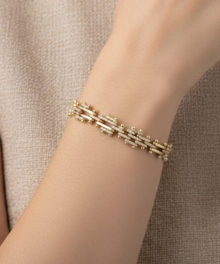 XUPING JEWELRY 14 Ayar Altın Kaplama, Effaros Taşlı Bileklik
