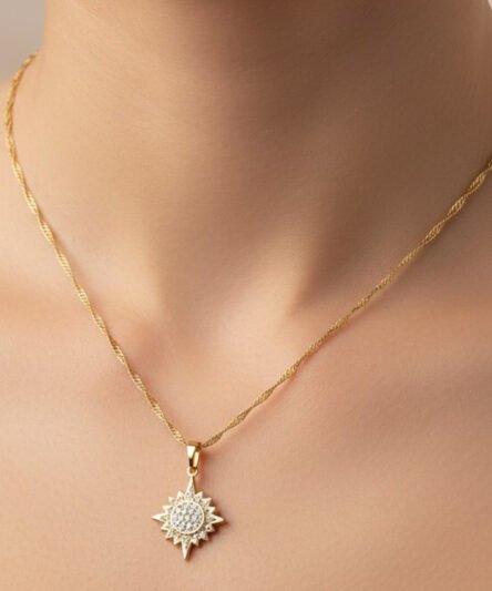 XUPING JEWELRY 14 Ayar Altın Kaplama, Güneş Taşlı Model Kolye