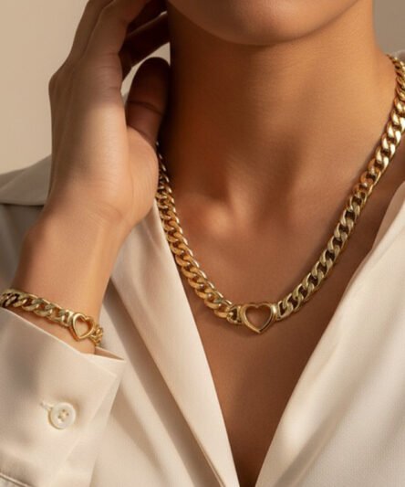 XUPING JEWELRY 14 Ayar Altın Kaplama, Kalpli Kolye Set