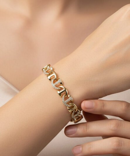 XUPING JEWELRY 14 Ayar Altın Kaplama, Kristal Taşlı Model Bileklik