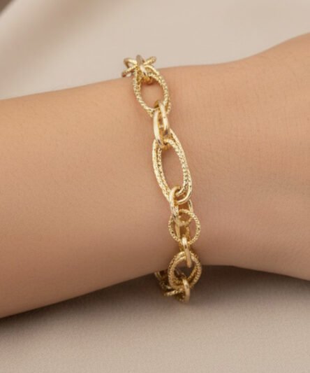 XUPING JEWELRY 14 Ayar Altın Kaplama, Oval Burgu Model Bileklik