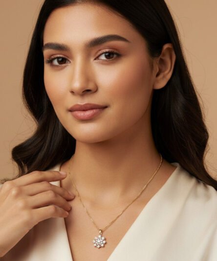 XUPING JEWELRY 14 Ayar Altın Kaplama, Çiçek Zirkon Taşlı Kolye