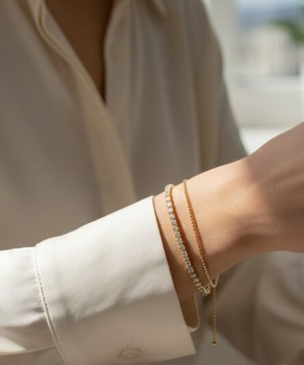 XUPING JEWELRY 14 Ayar Altın Kaplama, İnce Su Yolu Zirkon Taşlı Bileklik