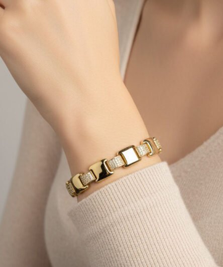 XUPING JEWELRY 14 Ayar Altın Kaplama, Edelya Zirkon Taşlı Bileklik